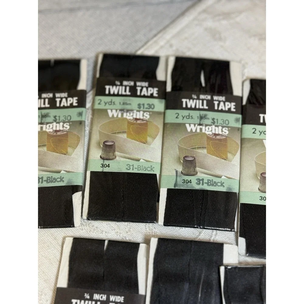8pk Vintage Wrights Black Twill Tape‎ 3/4